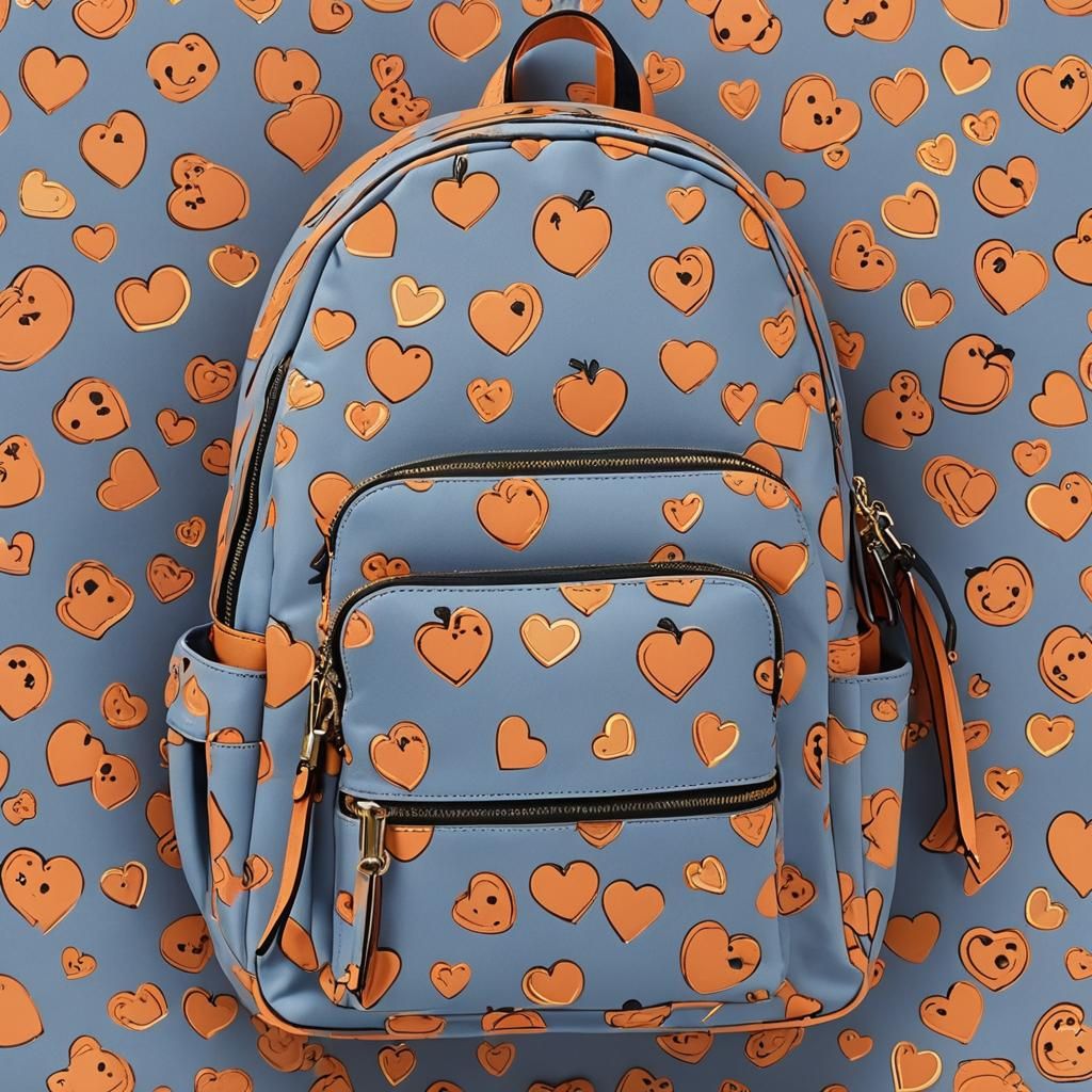 "Create an image of a light orange backpack purse. The backp...