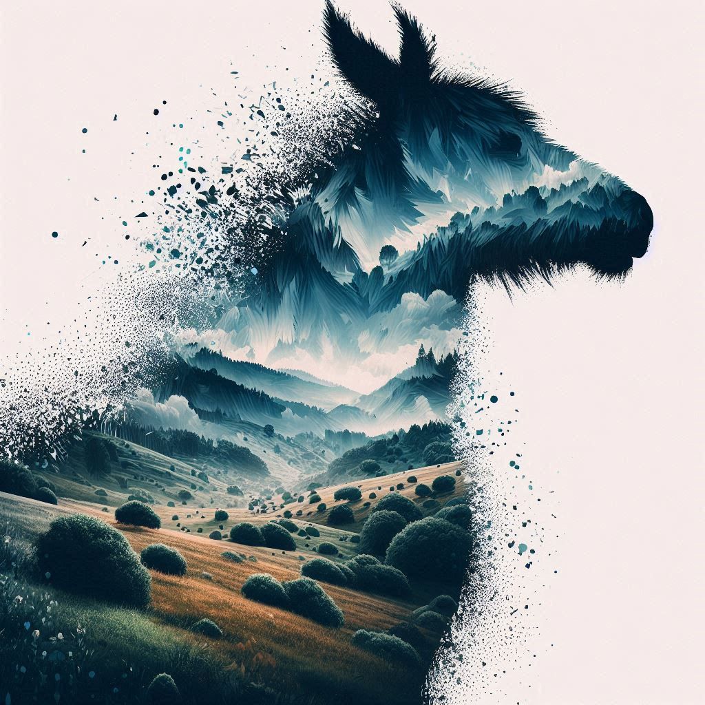 double exposure beautiful fantasy DALL-E 3 portrait landscape..