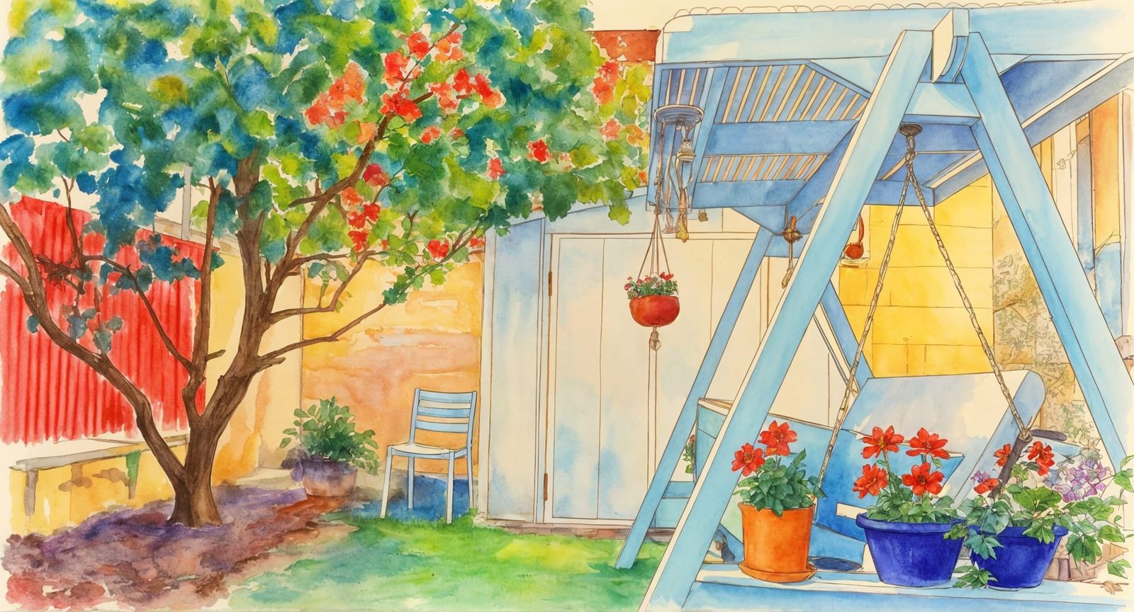 Garden in Bloom: Watercolor Painting