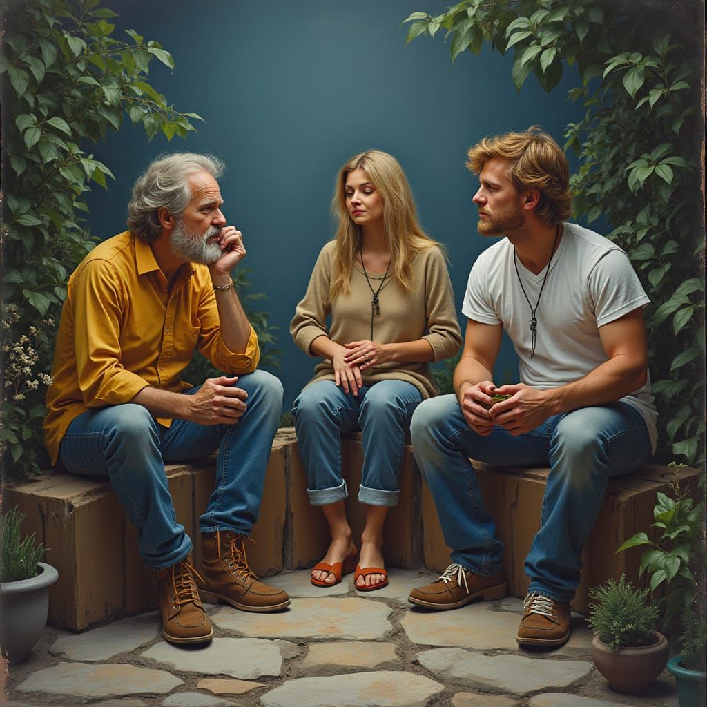 Polish Jew Composes in Train Carriage with Impasto Oil Paint...