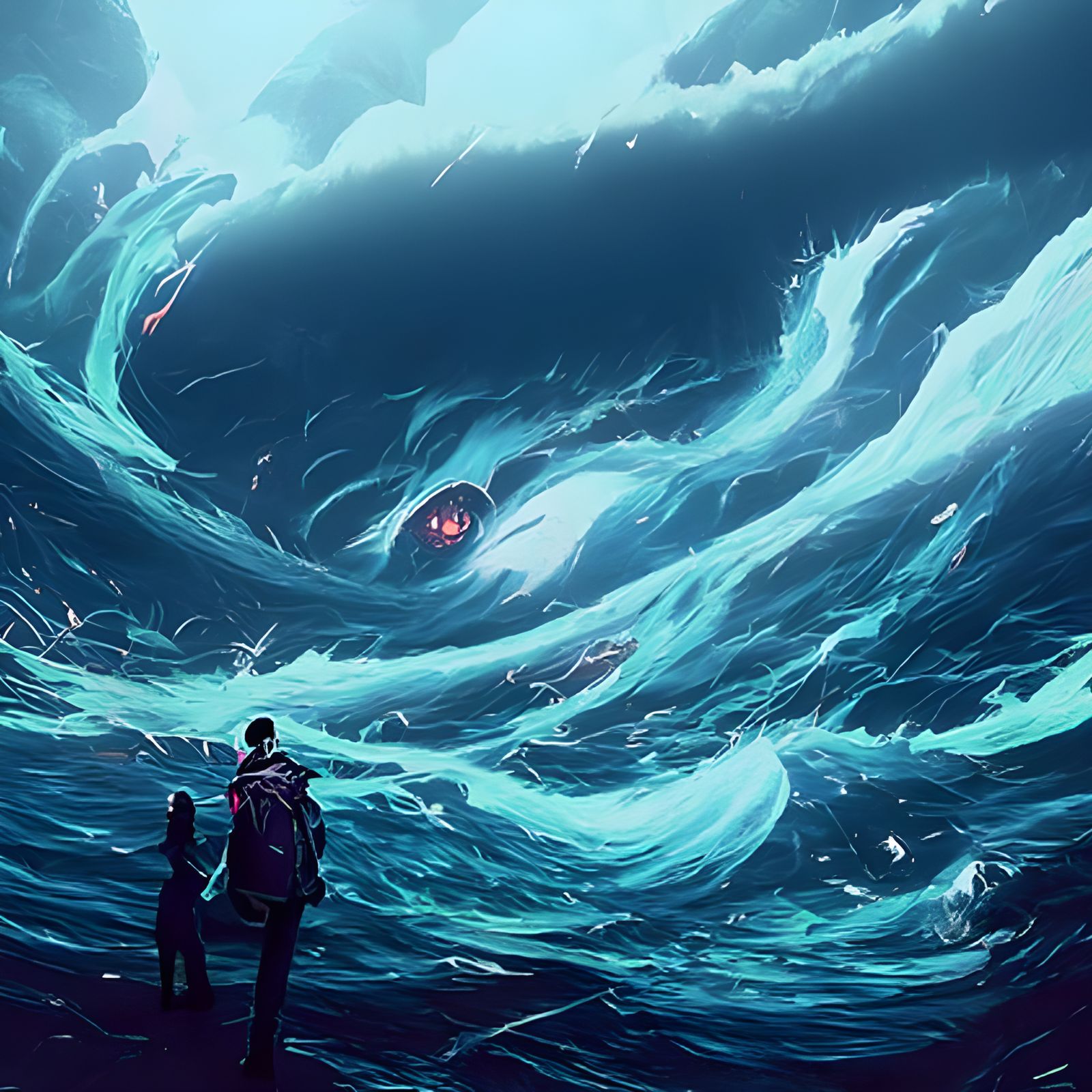 Ocean Maelstrom: Digital Illustration in Hyperdetailed Style