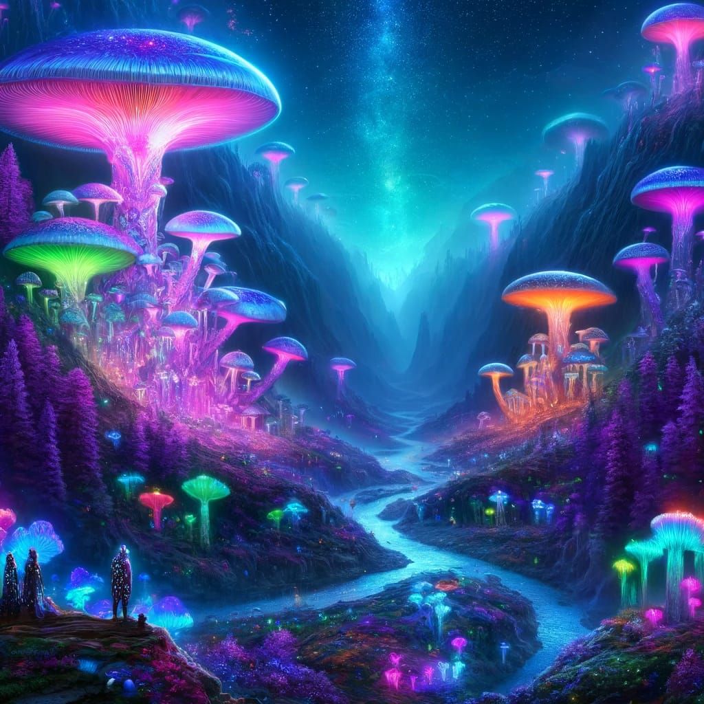 Bioluminescent Mushroom Forest