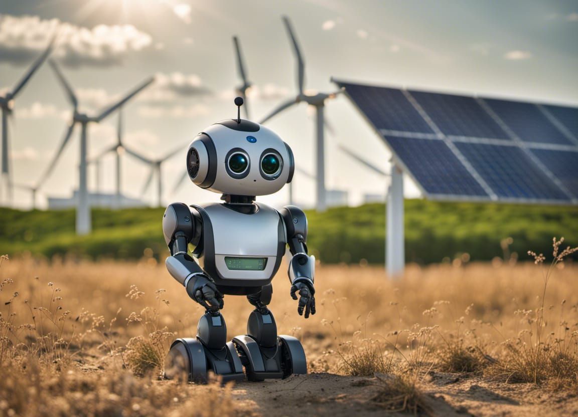 autonomous robot in a field with solar panels and a wind farm Circuit Diagram