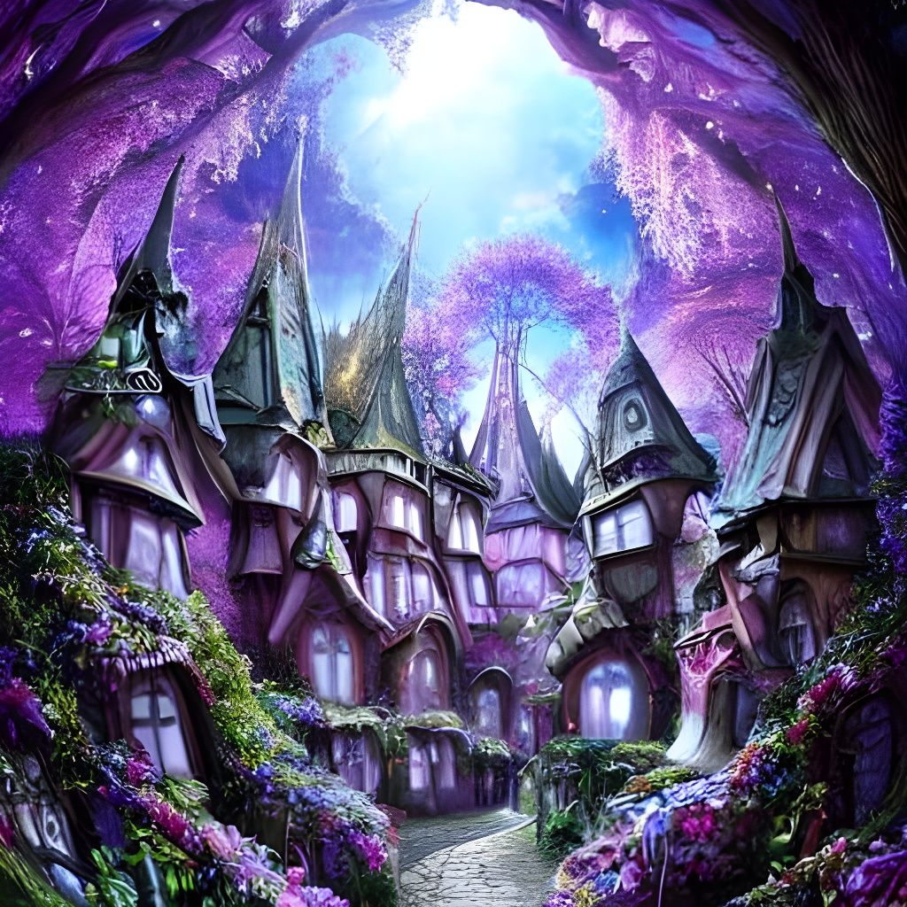 Art nouveau fairy village somniamea nateleavitt AI Generated