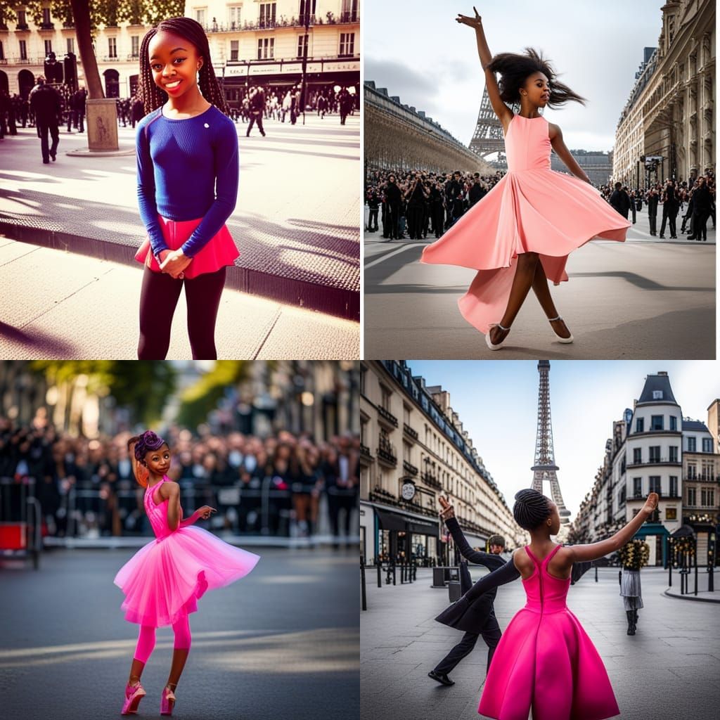 skai jackson dance dans la ville de paris ,style water color...