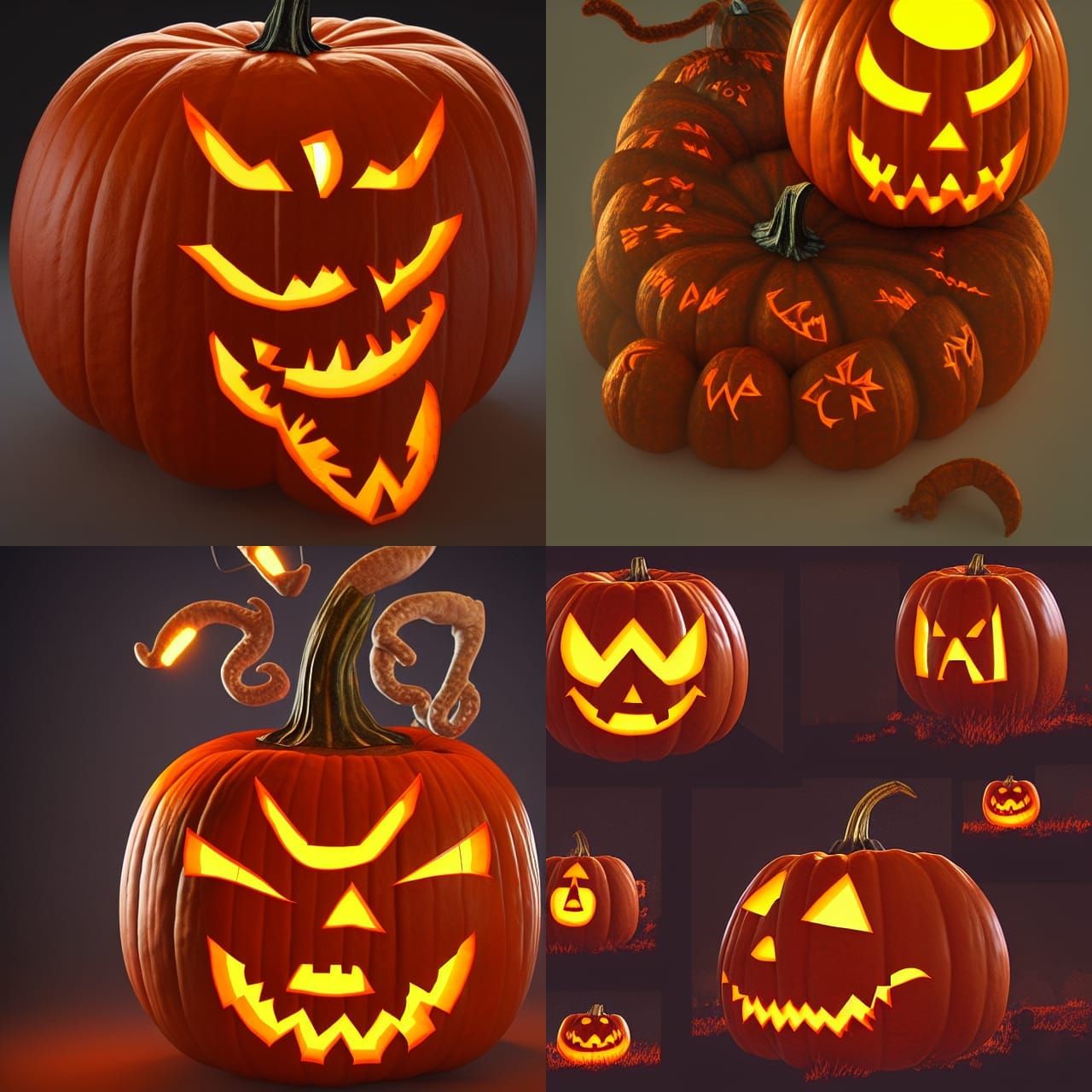 A voodoo pumpkin with it's top off,scary face carved into th...