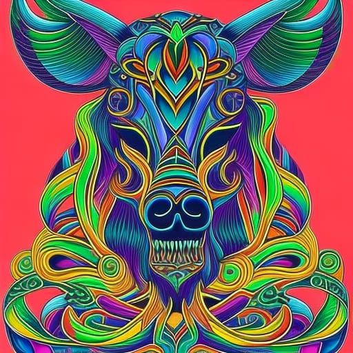 realistic rainbow colored spiral horned large bovine Skull w...