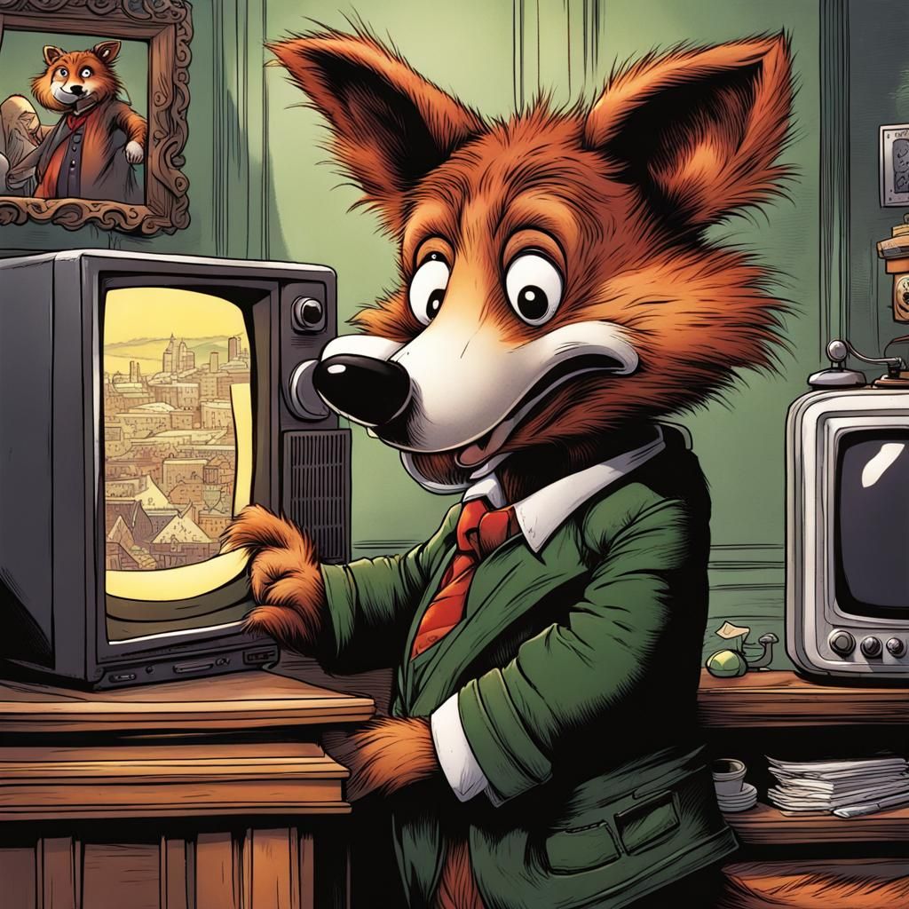 Basil Brush on television AI Generated Artwork NightCafe Creator