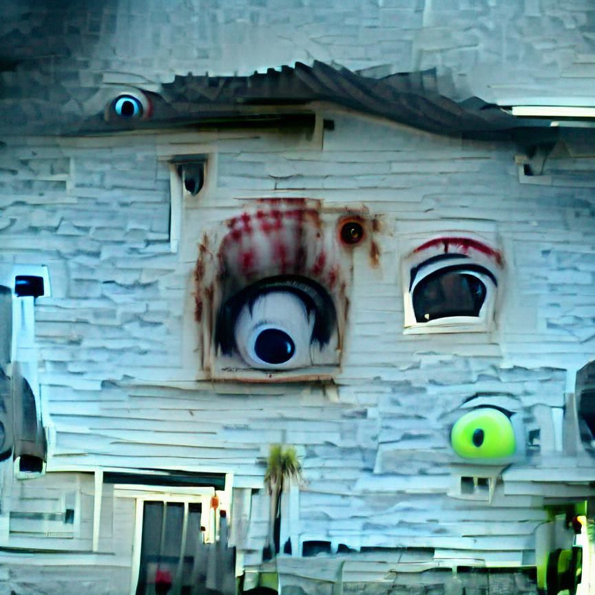 scary house has eyes! ew!