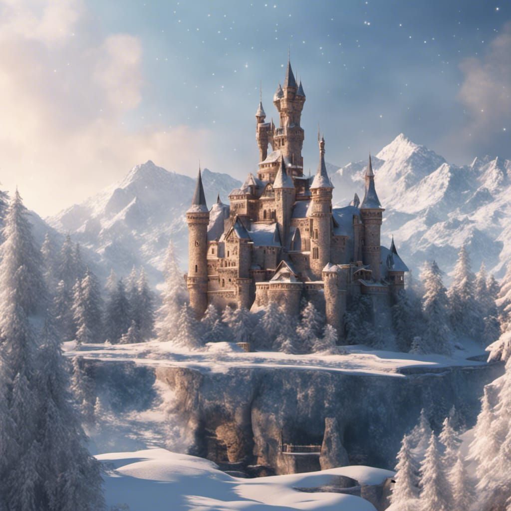 Highly detailed, 8k, 3d animation, beautiful winter landscape, distant ...