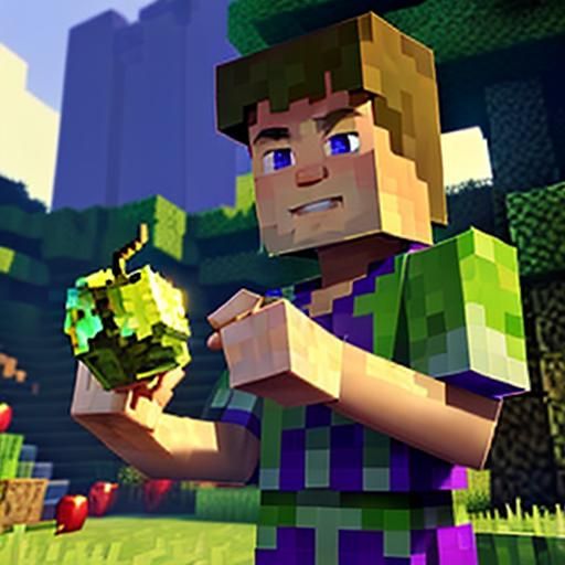Minecraft Steve and His Golden Apple