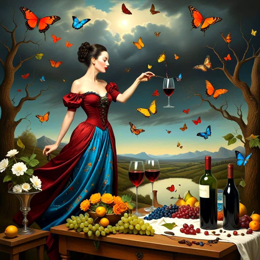 Surrealistic Lady in Vibrant Surroundings