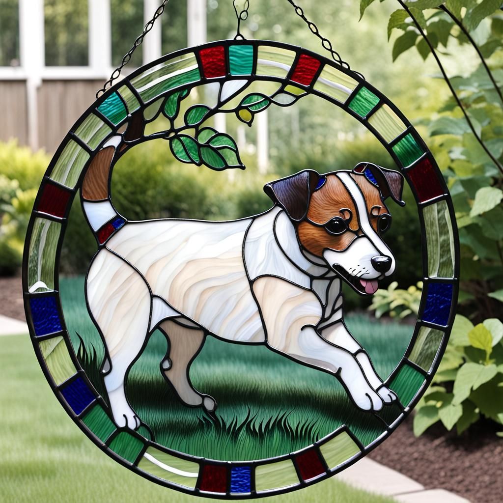 stained glass jack russell - AI Generated Artwork - NightCafe Creator