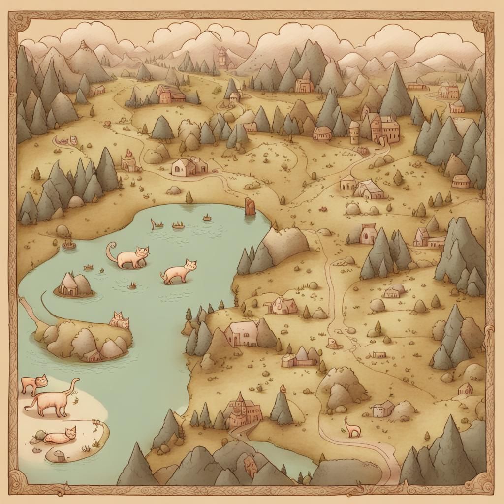 Mythological Map Of Cats - AI Generated Artwork - NightCafe Creator