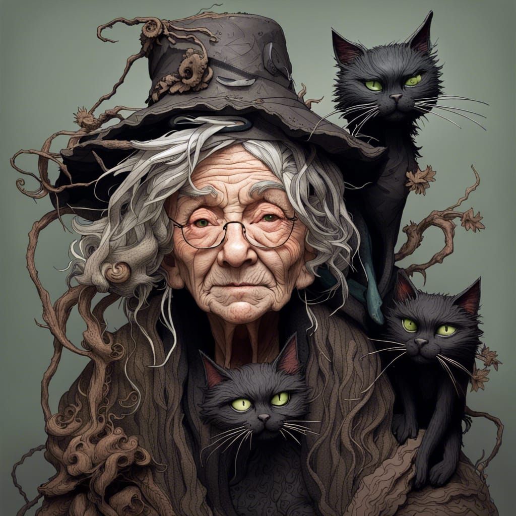 The Good Witch With Her Cats   by @Creative Digital Artist