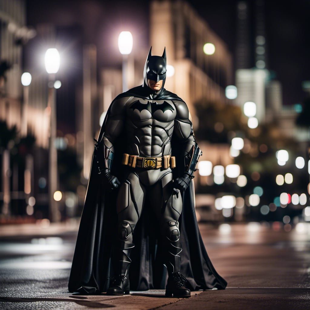 Batman in Downtown Orlando, night, noir, photography