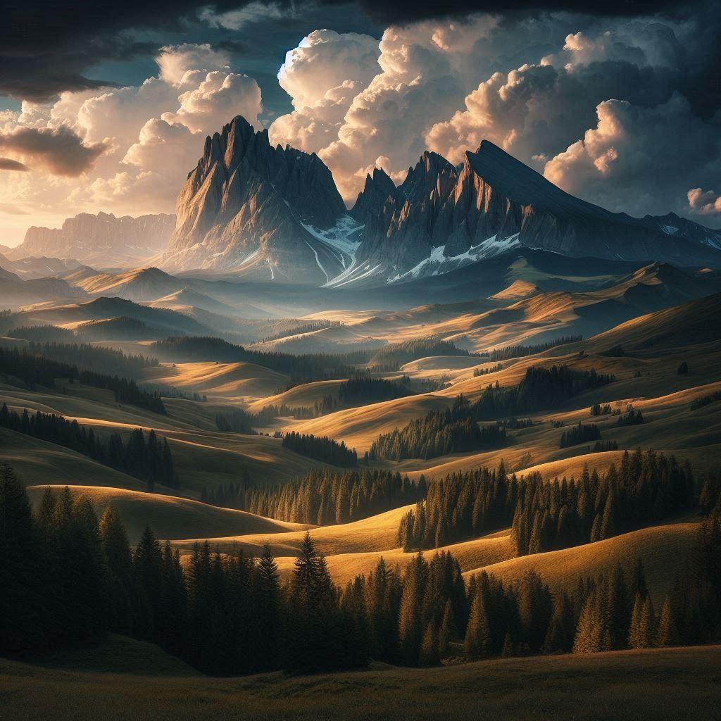 Clouds and sun together give the mountain the most beautiful light