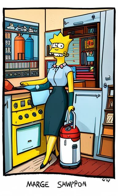 painting of Marge Simpson vacuum cleaner monster - AI Generated Artwork ...