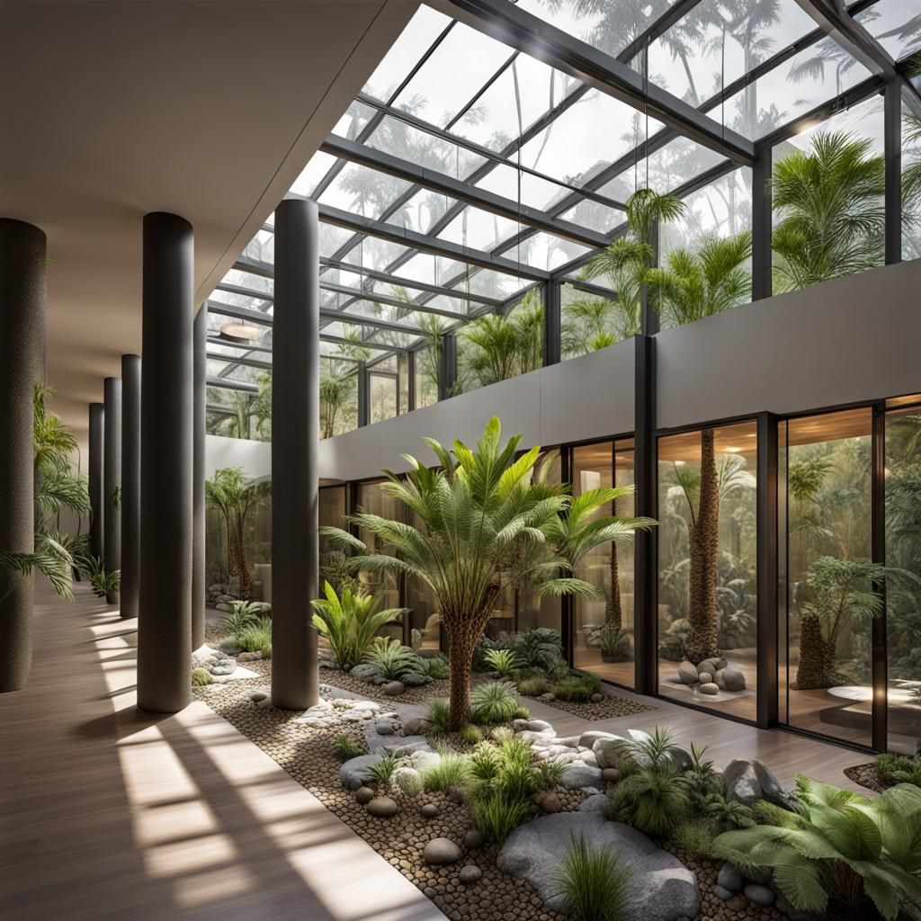 landscape atrium  outdoors bought indoors for a zoo near an ...