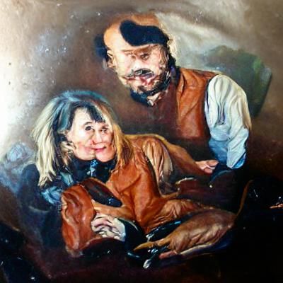 Oil painting of me and max