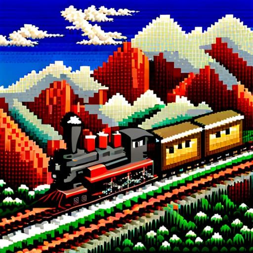 The Pixel Express Train - AI Generated Artwork - NightCafe Creator