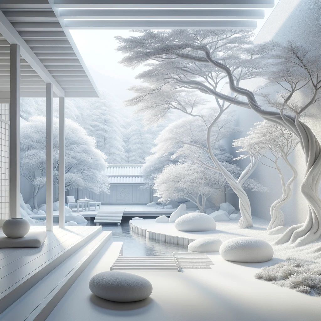 Tranquil Zen Garden in Winter Whites  by @Gaudi
