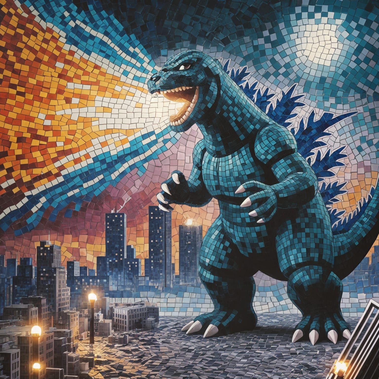 Godzilla storming the city  by @Ionafey