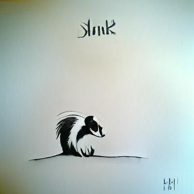 Happy skunk minimalist ink drawing