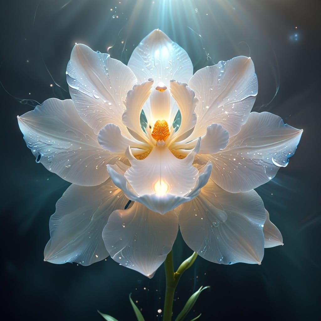 Surreal Colossal Orchid: Iridescent Digital Painting