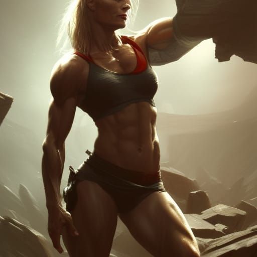 Muscular katee sackhoff with abs a masterpiece, 8k resolutio...