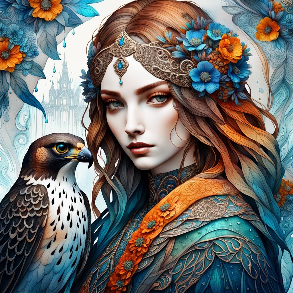 Mädchen mit Falke