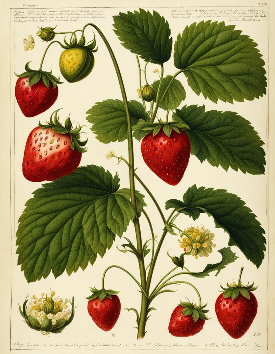 Herbarium strawberry II - AI Generated Artwork - NightCafe Creator