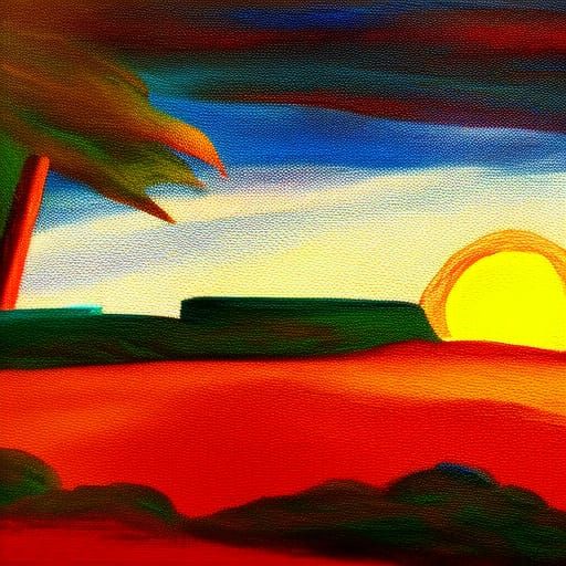 hayride at sunset in Gouache Style, Watercolor, Museum Epic ...