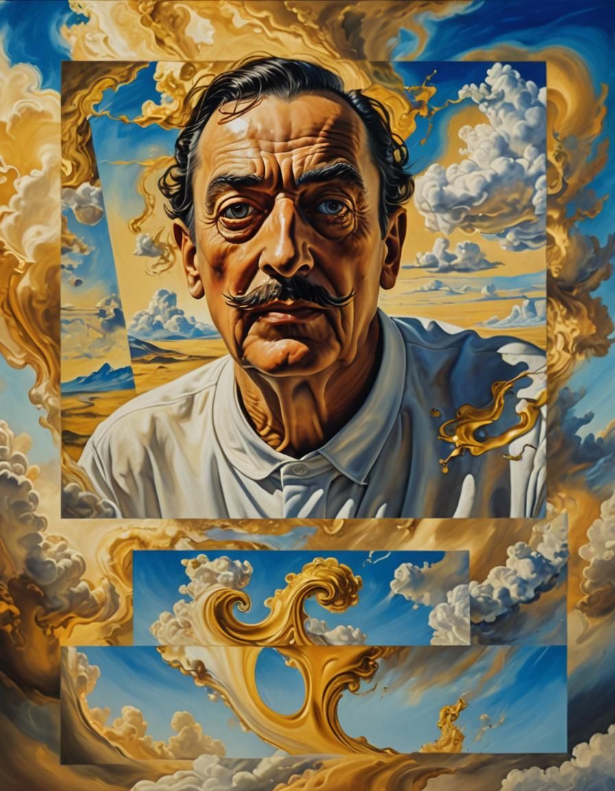 Surreal Figure Steps into Infinity: Dali-Inspired Portrait