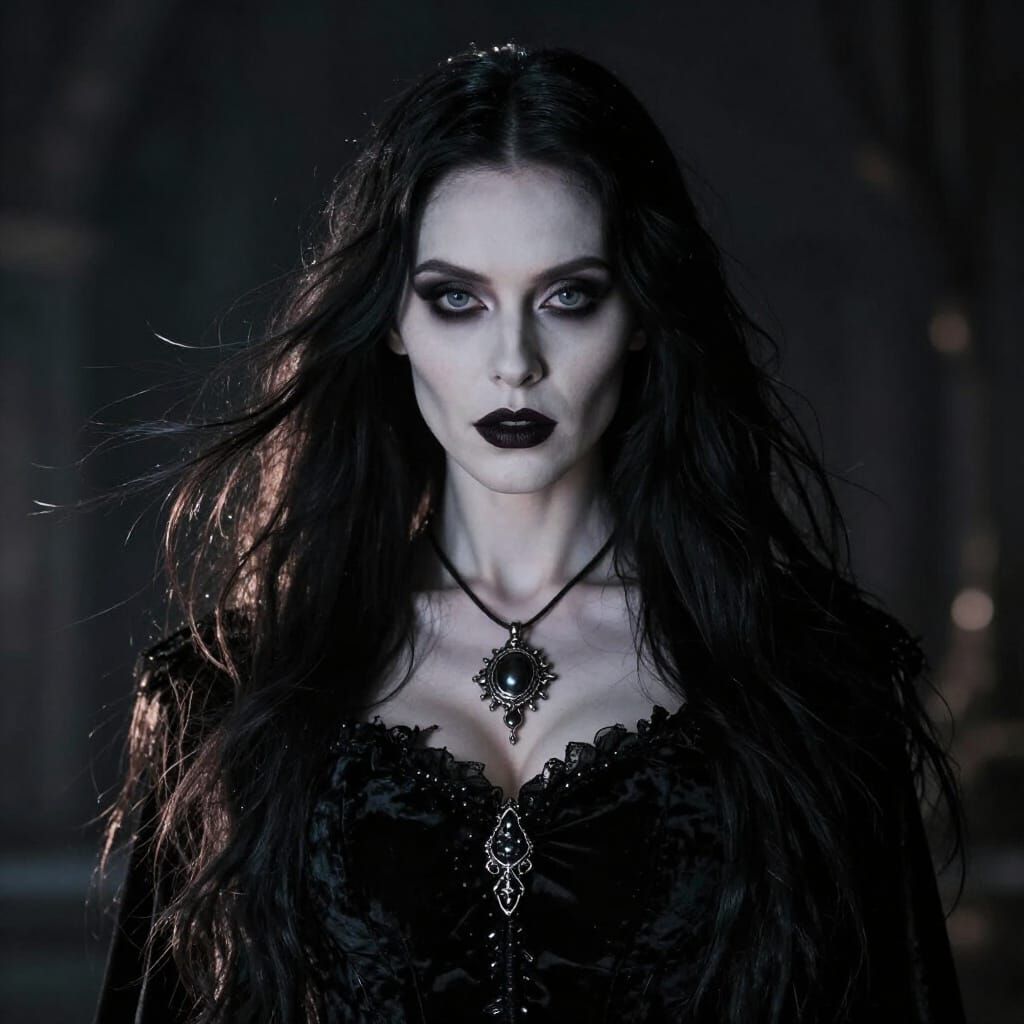 Gothic Witch Portrait in Dramatic Low-Key Lighting