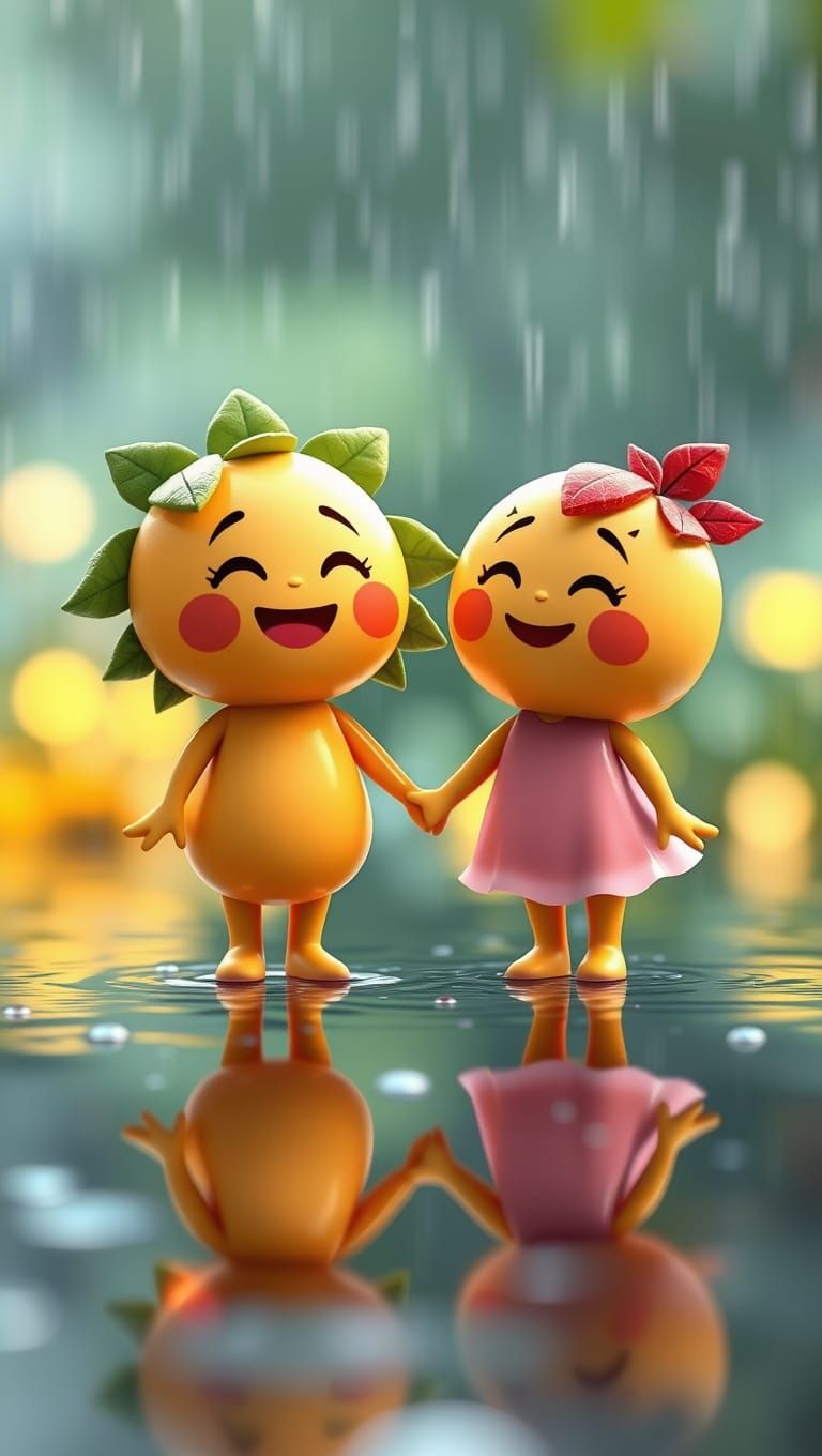 Happy in  the rain