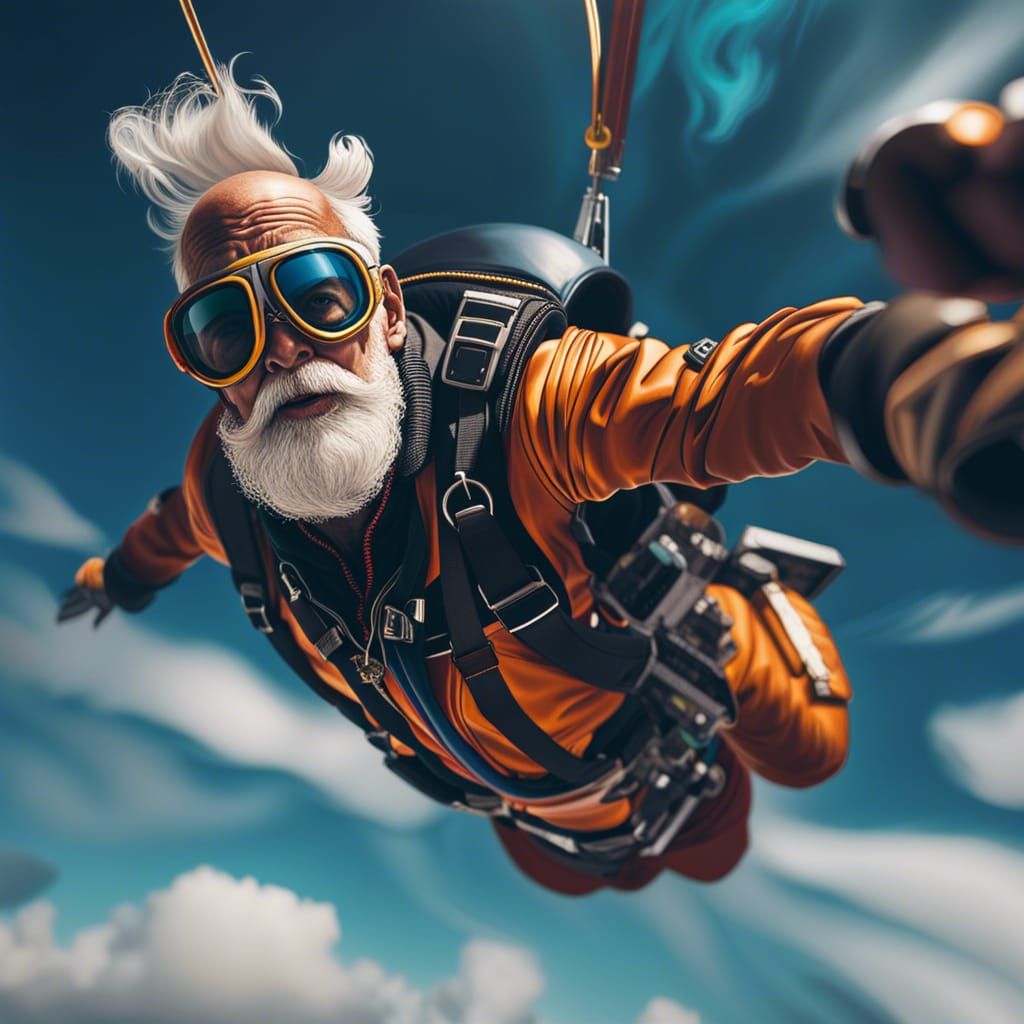 Old people can skydive too  by @Mr Doodle