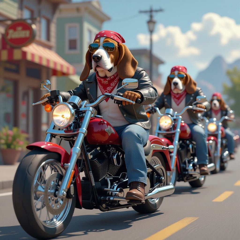 Basset hound bikers  by @Jamie Sparks