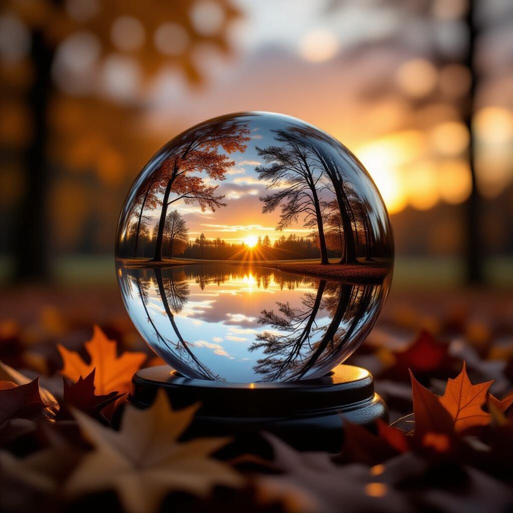 Beautiful autumn landscape in a shining crystal ball   by @AI Art Fan