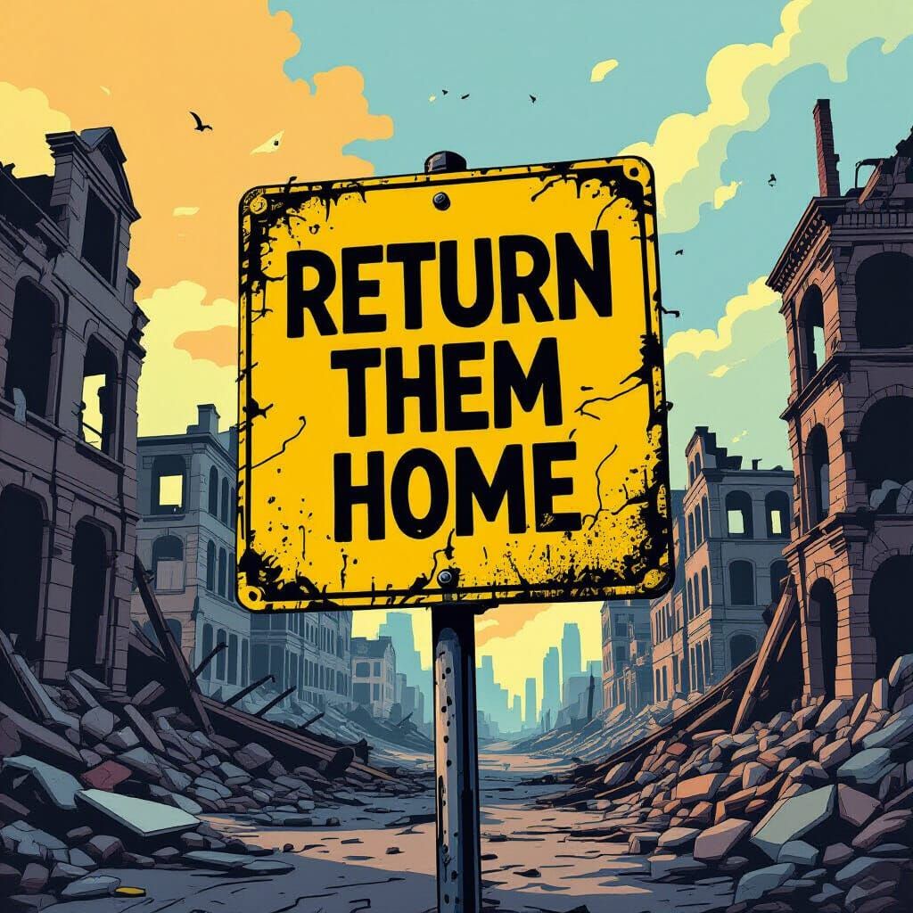 Yellow Sign in Ruins: Abstract Vector Fractal Art