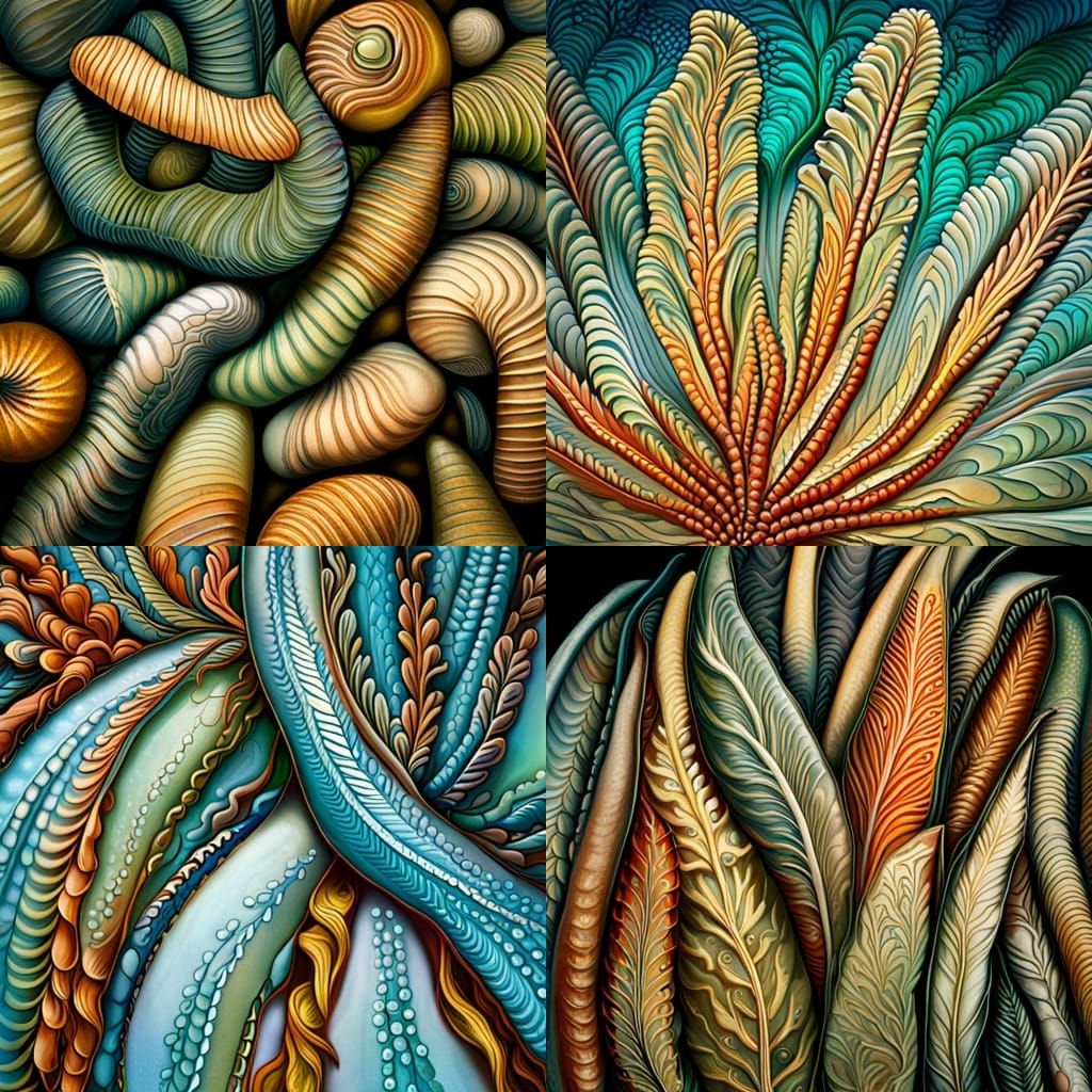 Ernst Haeckel botanical art, abalone seaweed diatoms