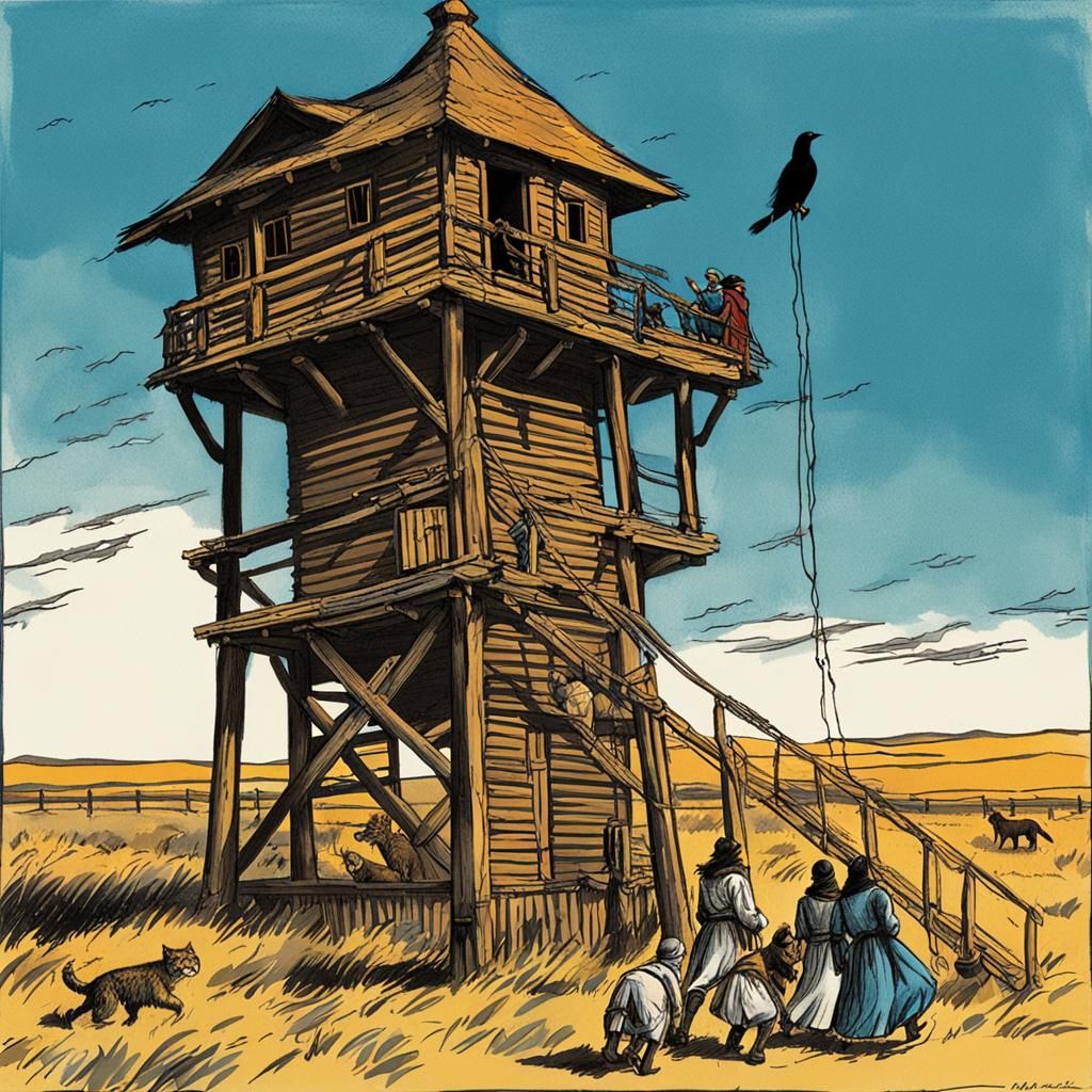 All along the watchtower
Princes kept the view
While all the...