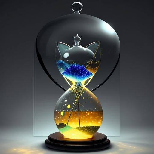 inside an hourglass,  a cat lived inside
blurry, low detail,...