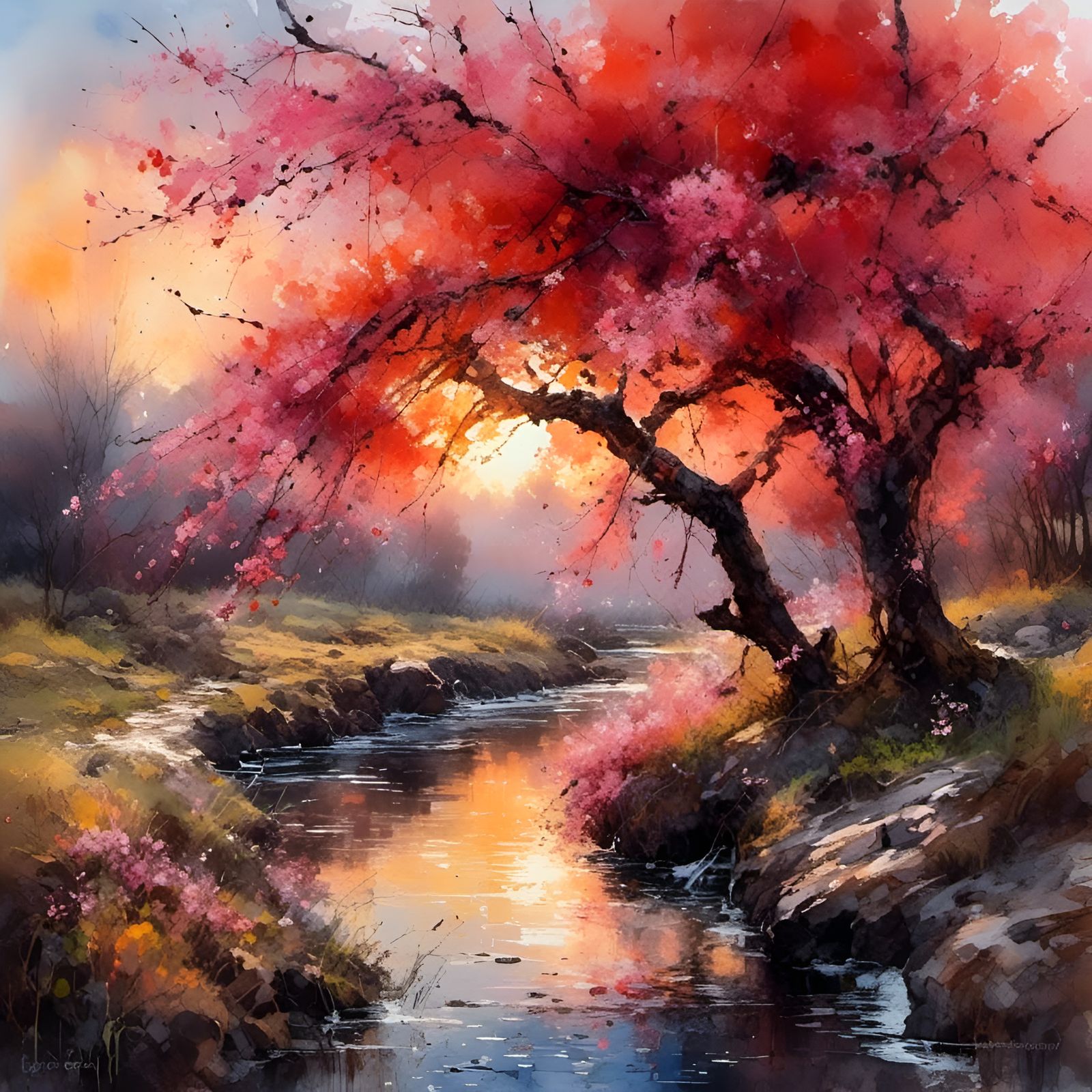 Cherry blossom sunset