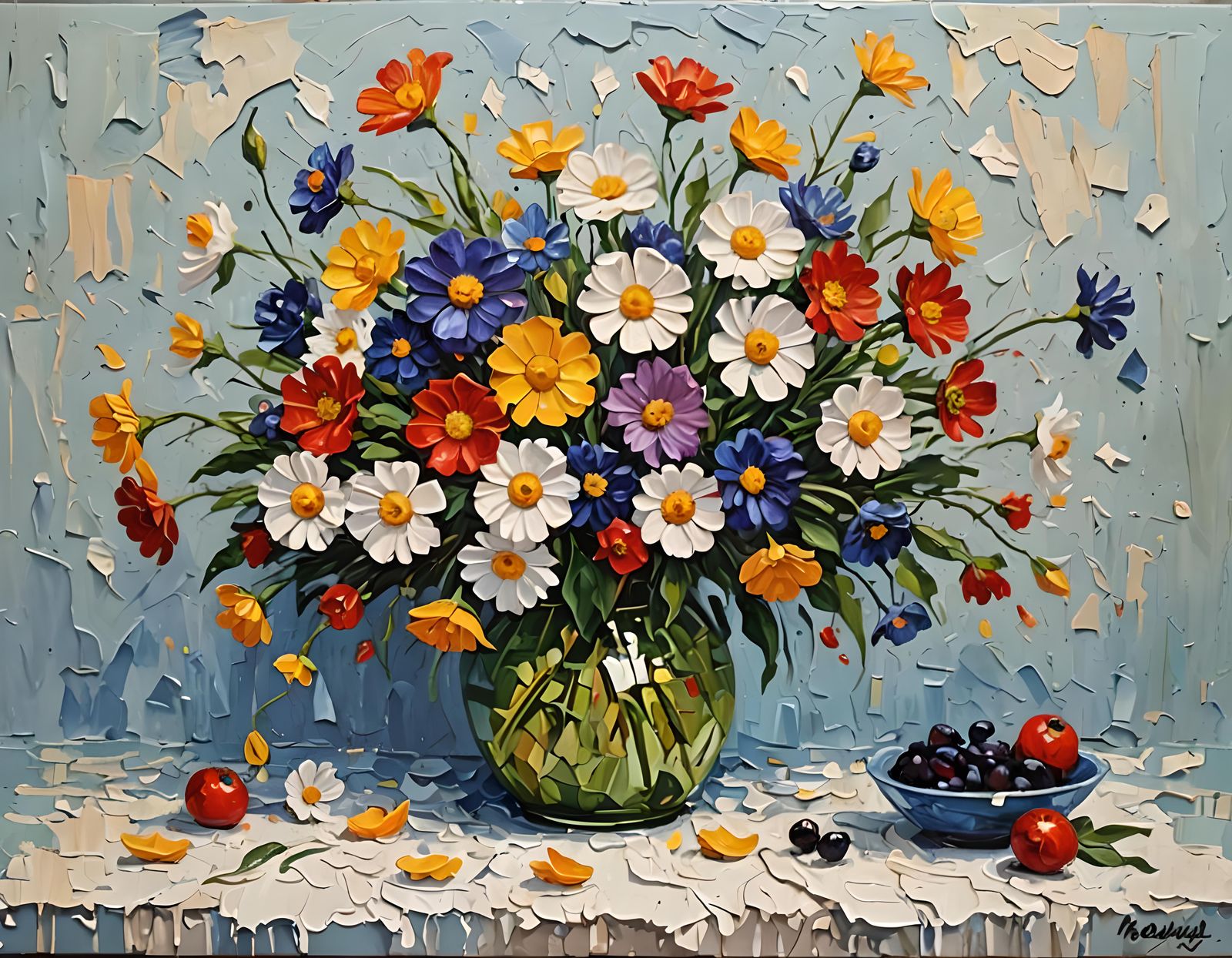 flowers impasto painting  by @dma