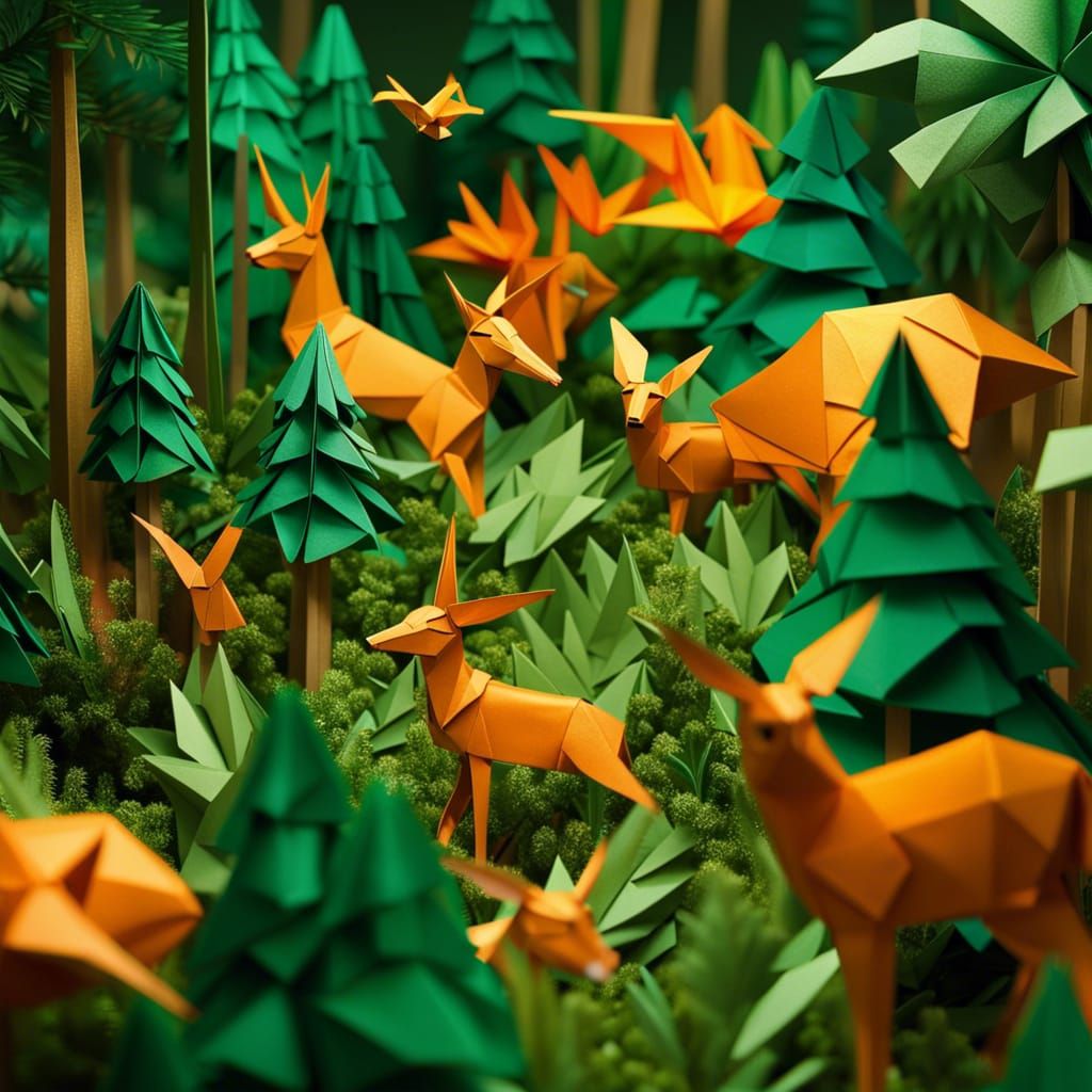 Forest Made of Origami  by @Hani