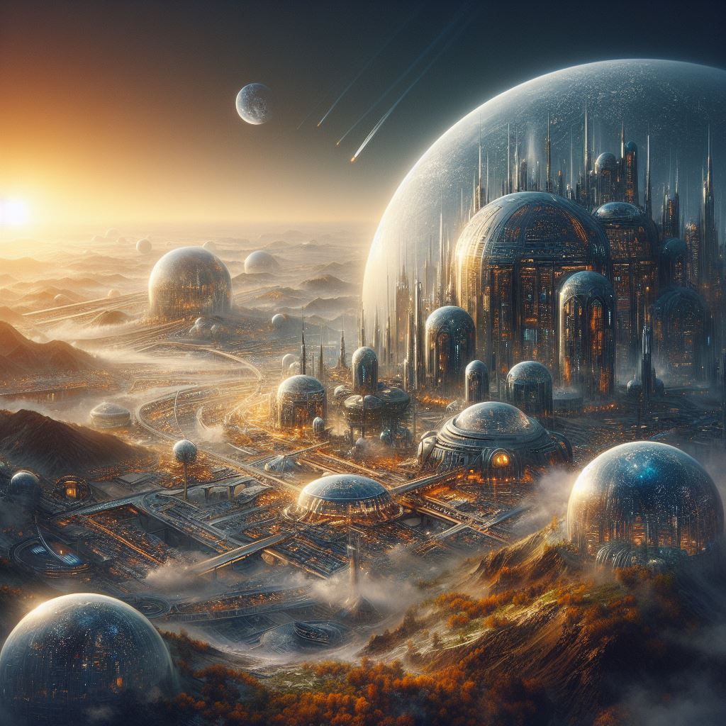 A futuristic city on an alien planet. v3