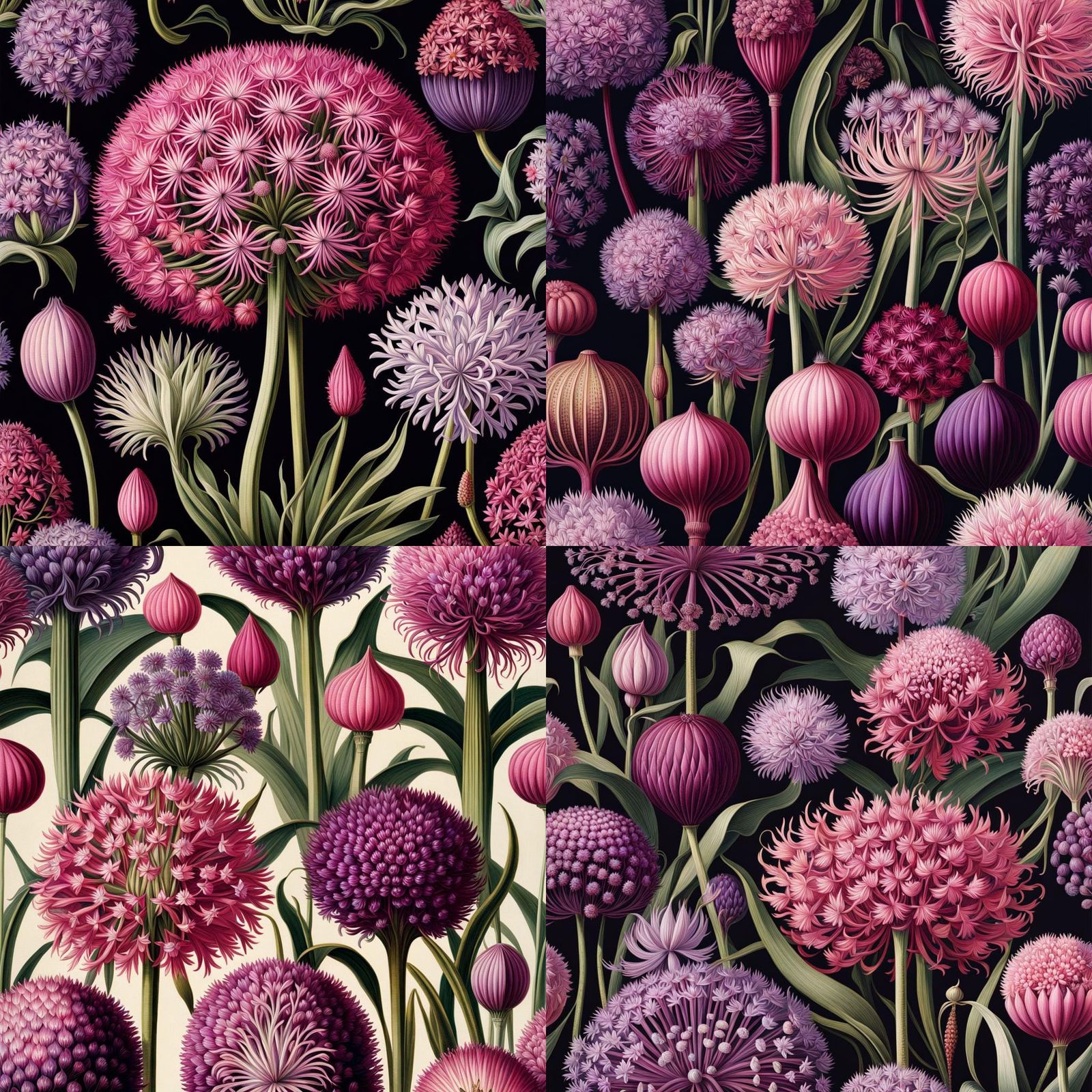 Vintage print purple and pink allium flowers Ernst Haeckel Botanical ...