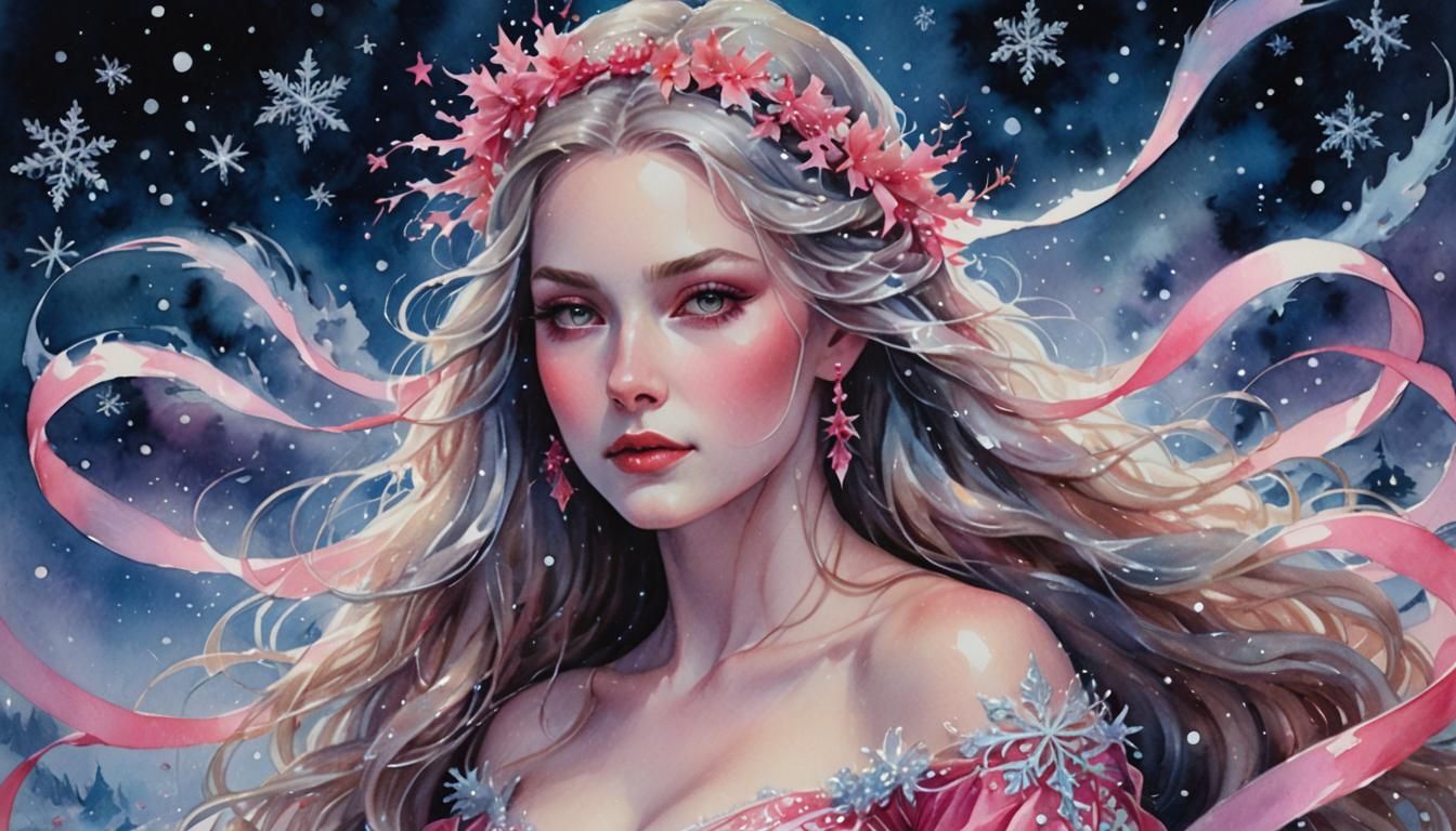 Gothic Santa in Ethereal Landscape with Celestial Colors