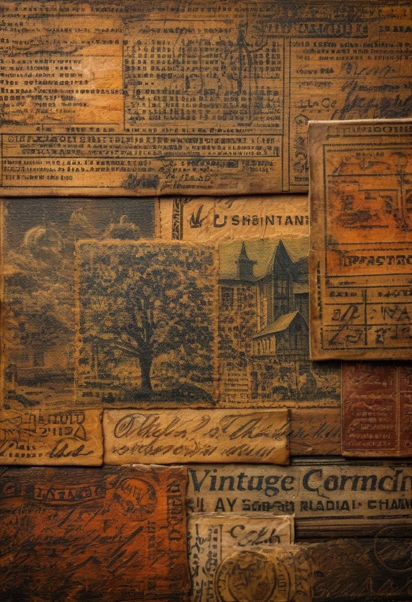 Masterboard, Vintage, Postalstamps detailed matte painting